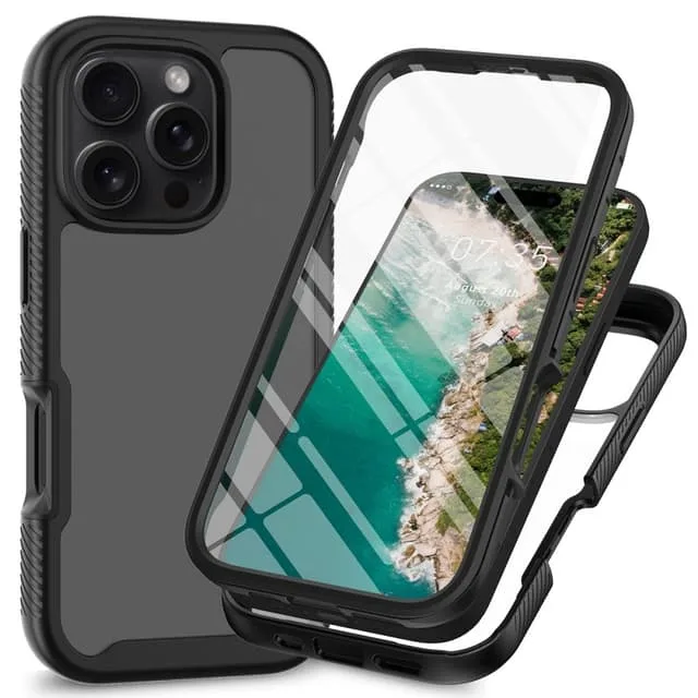 Fodral Skal för iPhone 16 Pro Max PC+TPU Klart telefonskal med PET-skärmfilm