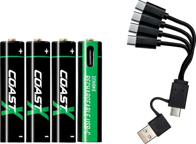 Coast AAA USB-C batterier, ZITHION-X, litiumjoner 1,5 V 750 mAh