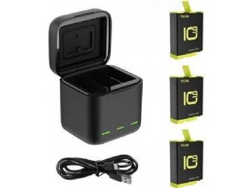 Box Telesin trekanalig laddare + 3 batterier för GoPro Hero 10 / 9 (GP-BNC-902-B)