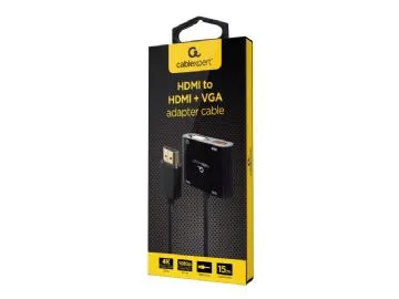 Cablexpert - Videokort - HDMI, USB-C, 3,5 mm ljuduttag hane till HD-15 (VGA)