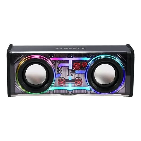 Streetz Transparent Bluetooth-högtalare med TWS och LED-ljuseffekter, 10 W, 10 W, 100