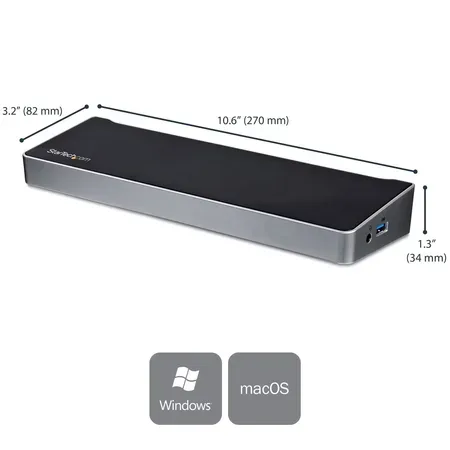 StarTech.com 4K USB-C-docka för tre skärmar med 5 USB 3.0-portar