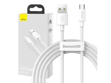 Kabel micro USB do USB Baseus Simple Wisdom, 2.1A, 1.5m (biały) 2szt.