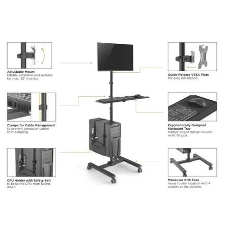 Equip Bodenstandhalter 17"-32"/ 1TFT 8kg 1Ablage HÃ¶he sw