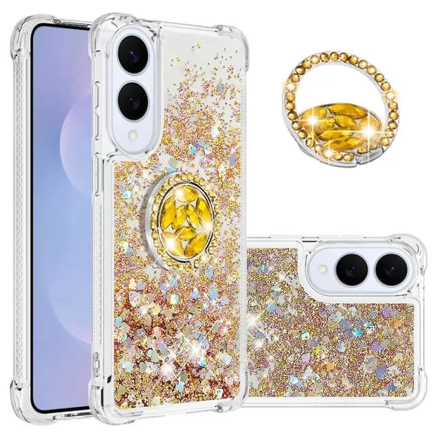 Skalo Samsung S25 Edge Kvicksand Glitter Ring Skal