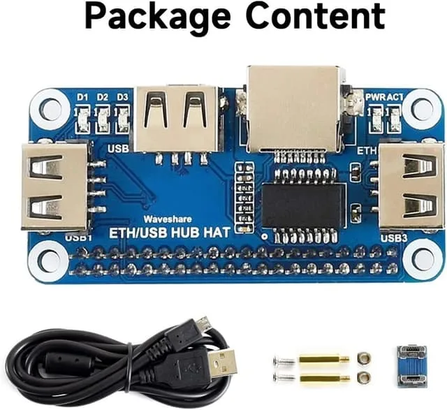 Nördic Waveshare Ethernet/USB HUB HAT för Raspberry