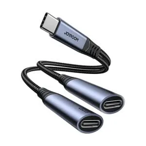 Ljudadapter 2-i-1 Joyroom SY-C03 Type-C till Dual Type-C (svart)