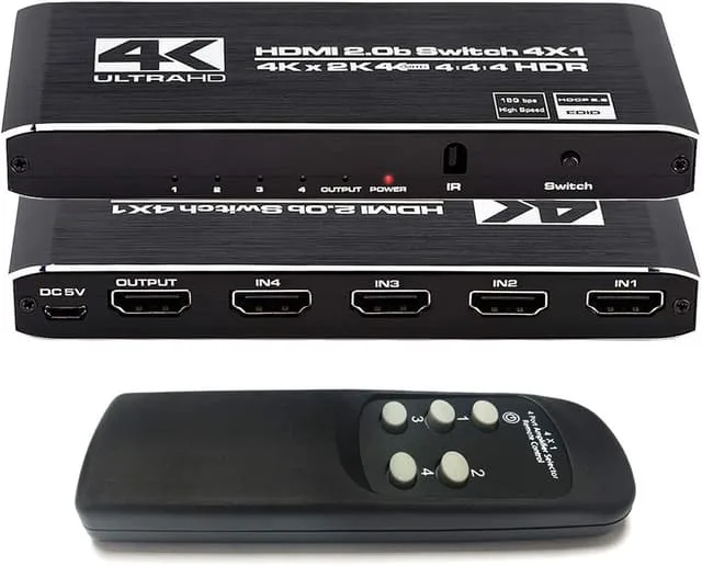 NÖRDIC HDMI 2.0 4x1 Switch 4K60Hz med fjärrkontroll