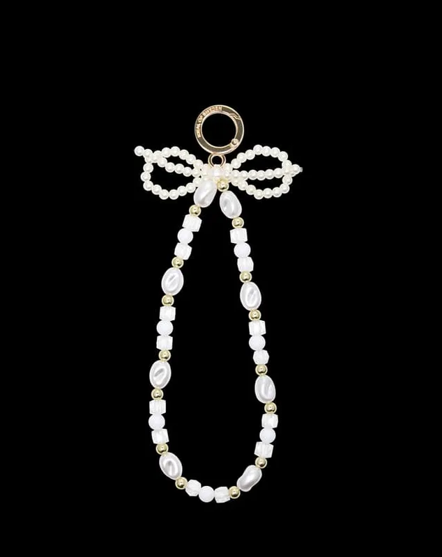 Phone Wristlet Strap Pearl Bow
