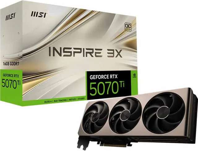 MSI GeForce RTX 5070 Ti INSPIRE 3X OC 16GB