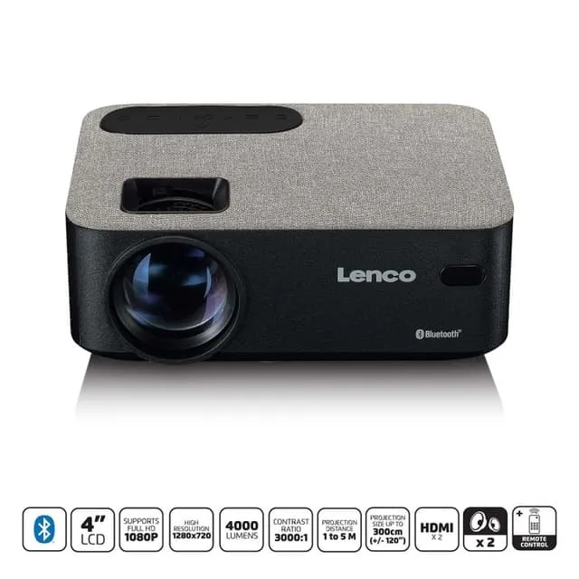 Lenco HD 720P LCD-projektor med Bluetooth® Grå