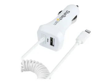 StarTech.com Lightning Car Charger with 1m Coiled Lightning Cable