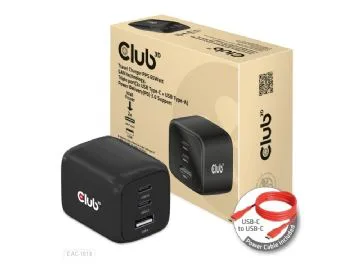 Club3D Travel Charger 2xUSB Typ C, 1xUSB Typ A, PD 65W