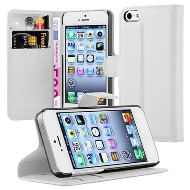 iPhone 5 / 5S / SE 2016 Plånboksfodral Skal (Vit)
