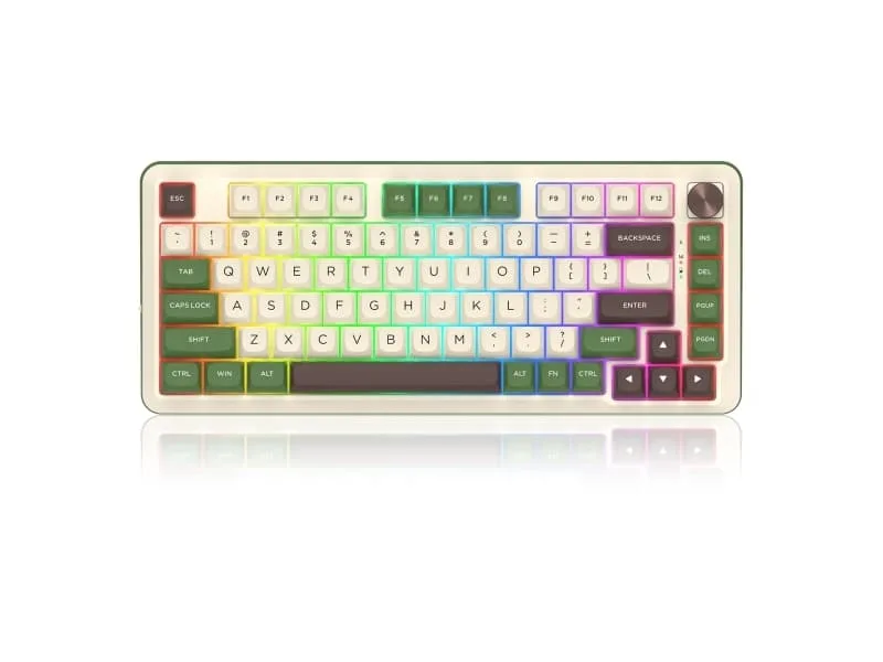 REDRAGON K681CGC-RGB-PRO Cyrus, Trådlös, USB + RF Wireless + Bluetooth, Mekaniska tangentbrytare, Vit, Grön