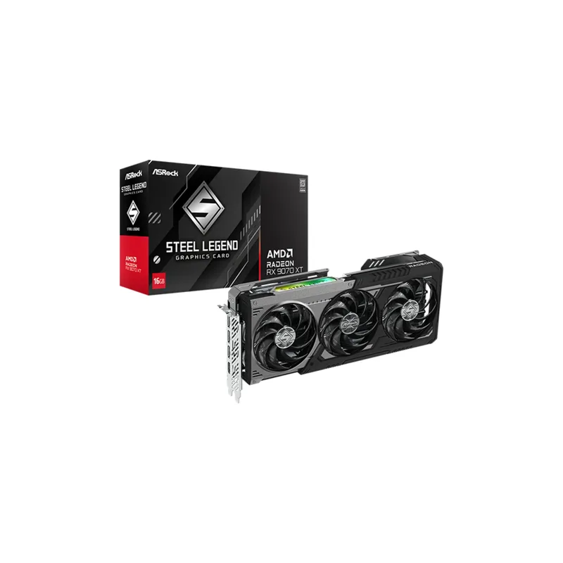 ASRock Steel Legend Radeon RX 9070 XT Dark 16GB Grafikkort - 16GB GDDR6
