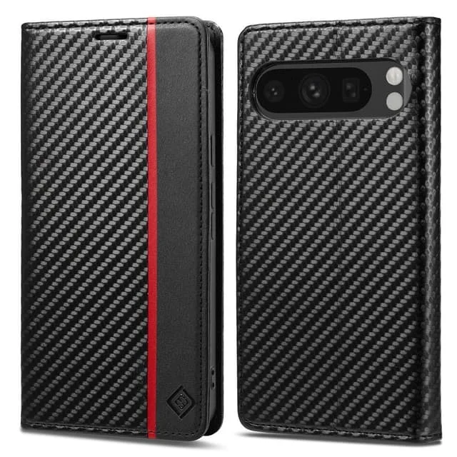 Skalo Google Pixel 10 Pro LC.IMEEKE Carbon Fiber Plånboksfodral