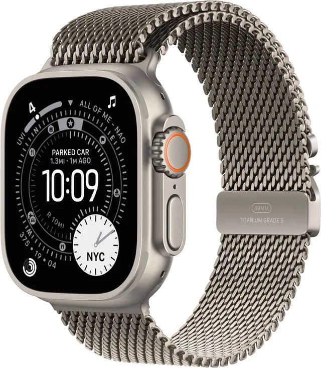 Apple Watch Ultra 3 GPS + Cellular 49mm Naturlig Titanboett med Naturlig Milanesisk loop