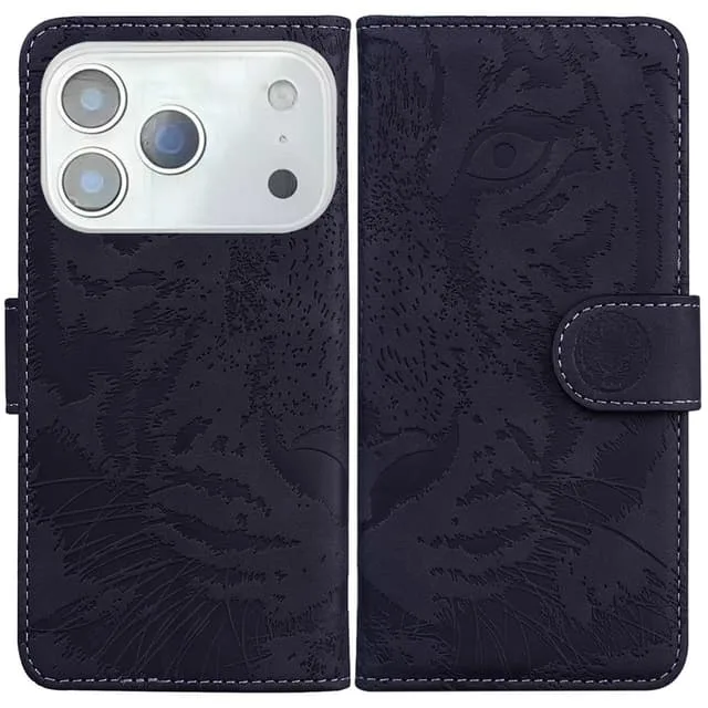 Skalo iPhone 17 Pro Embossed Tiger Plånboksfodral