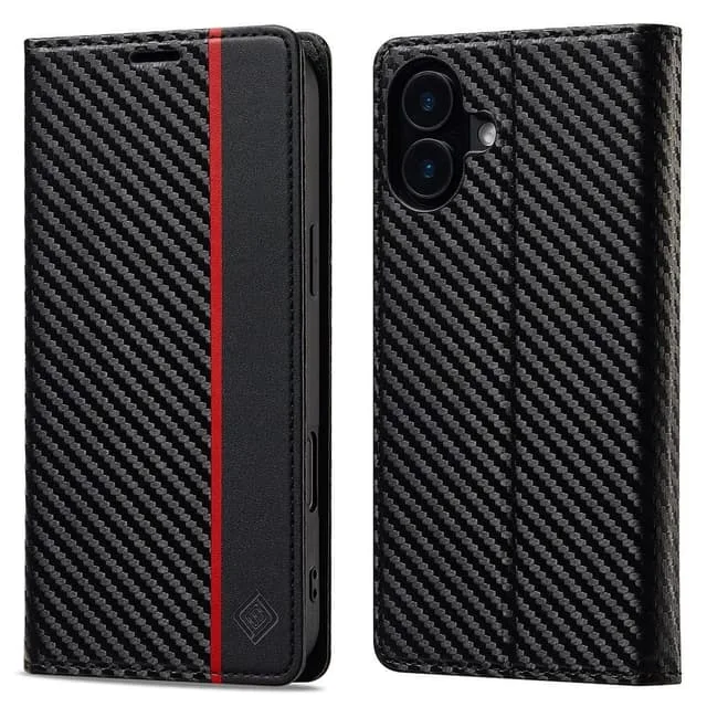 Skalo iPhone 17 LC.IMEEKE Carbon Fiber Plånboksfodral