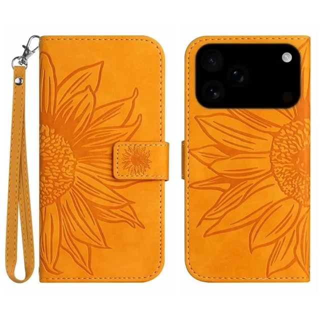 Skalo iPhone 17 Pro Max Embossed Flower Plånboksfodral