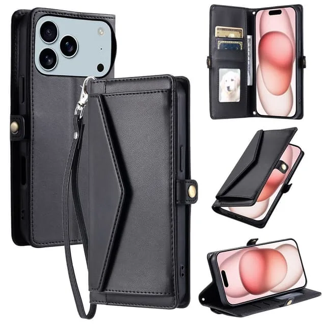 Skalo iPhone 17 Pro Max PU-Läder Envelope Plånboksfodral