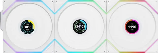 Lian Li UNI TL trådlös LCD 120mm PC-fläkt (3-pack, vit)