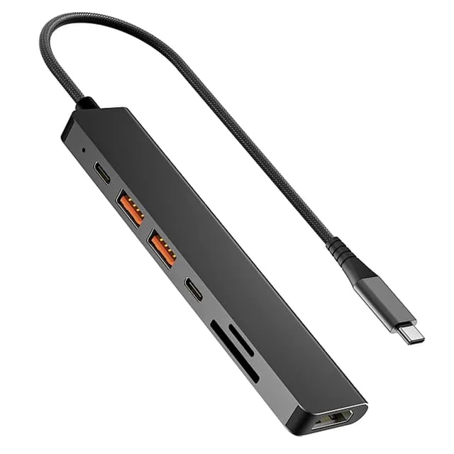 NÖRDIC USB-C 1 till 7 Dockningsstation 2xHDMI 4K30Hz, 3xUSB-A 3.1 5Gbps, 1xUSB-C 2.0 1xUSB-C PD100W