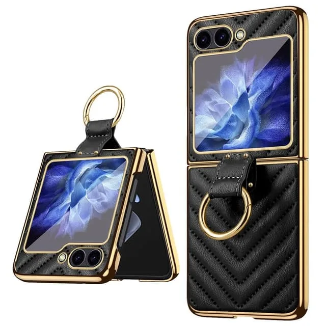 Skalo Samsung Z Flip7 FE Guldkant Ring Skal