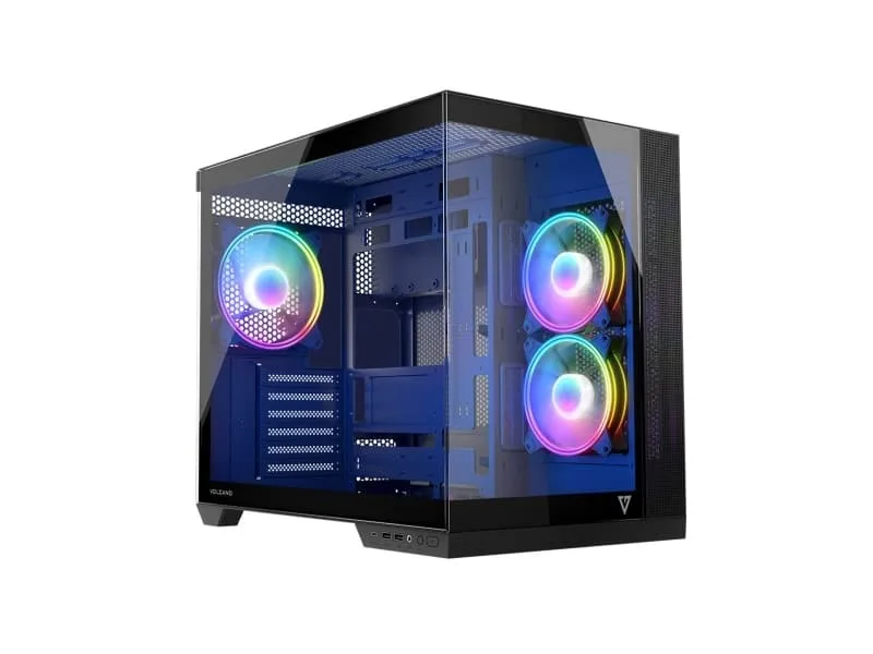 Modecom Volcano Panorama Apex ARGB 3F juoda, Midi Tower, PC, Grå, ATX, micro ATX, Micro-ITX