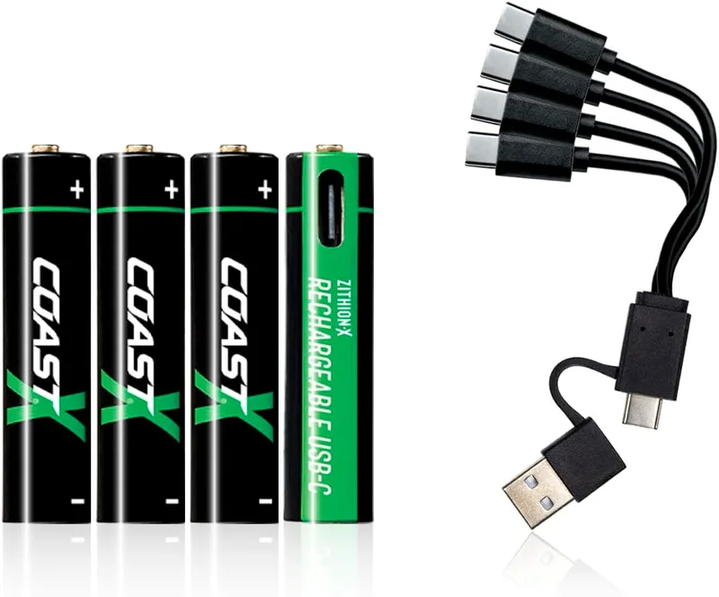 Coast AAA USB-C batterier, ZITHION-X, litiumjoner 1,5 V 750 mAh