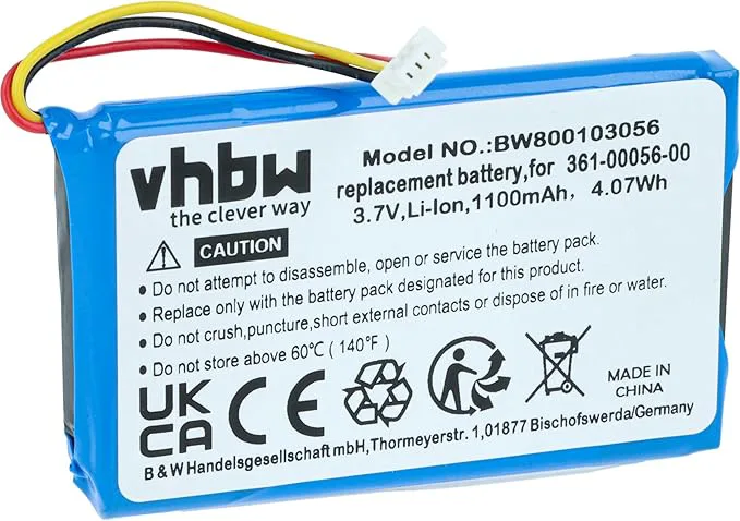 Vhbw Batteri kompatibel med Garmin DriveSmart 5, 50 LMT-D, 51 LMT-D EU, 55, 61 LMT-S, 65 GPS-navigeringsnätverk (1 100 mAh, 3,7 V, Li-Ion)