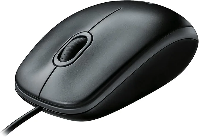 Logitech B100 trådbunden USB-mus, 3-knappar, optisk spårning, För både höger eller vänsterhänta, PC/Mac/bärbar dator/Chromebook