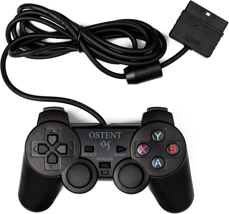OSTENT Wired Analog Controller Gamepad Joystick Joypad for Sony Playstation PS2 PS1 PS One PSX Console Dual Shock Vibration Video Games
