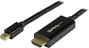 StarTech.com MDP2HDMM1MB Mini DisplayPort till HDMI-omvandlarkabel, 1 m (3 fot), mDP till HDMI-adapter med inbyggd kabel, (M/M) Ultra HD 4K