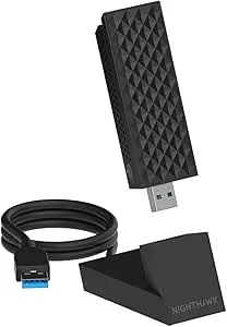 NETGEAR Nighthawk Wi-Fi 7 USB 3.0-adapter (A9000) – BE6500 Tri-Band trådlös Gigabit-hastighet (upp till 6,5 Gbit/s) – 6 GHz-band – fungerar med alla routrar och meshsystem – för dator med Windows 11