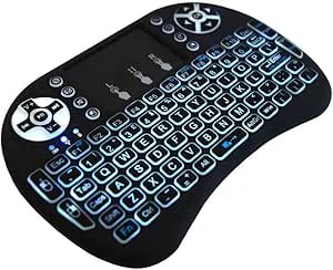 JUSTOP LED-bakgrundsbelyst mini trådlöst tangentbord med pekplatta och multimedietangenter för Android TV-box HTPC PS3 XBOX360 smarttelefonplatta Mac Linux Windows OS