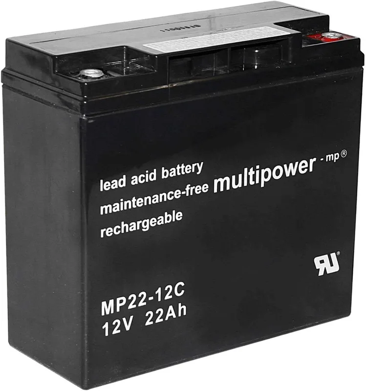 Multipower bly batteri MP22-12C Pb 12 V 22 AH 22 000 mAh cykelbeständig, M5