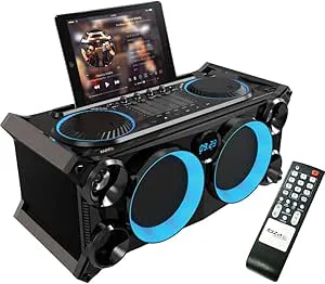Ibiza - SPLBOX200-BK - 120W allt-i-ett batteridrivet bärbart ljudsystem med lysdioder på högtalarna - Bluetooth, USB, SD, FM och LINE-IN - Svart