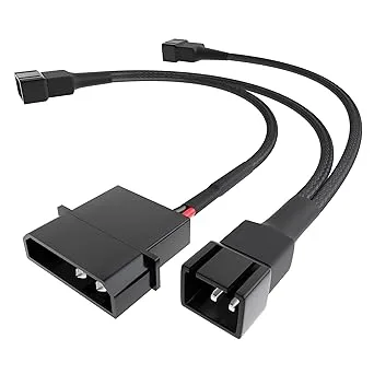 KabelDirekt – 20-20-20cm 4-stifts Molex (5,25“) 12V till 3 × 3-stifts 2-polanslutning fläktdistributionskabel