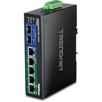 TRENDnet TI-UPG62 6-portars härdad industriell Gigabit Ultra PoE+-omkopplare