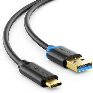 deleyCON 2m USB C-Kabel USB 3.0 Laddningskabel Datakabel 5 Gbit/s USB-A till USB-C för iPhone 17 16 15 Pro Max Samsung Galaxy S25 S24 S23 Pixel iPad Pro MacBook Air Tablets Switch PS5 Notebook PC