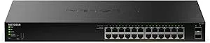 NETGEAR S350-serien, Smart Managed Essentials-switch med 26 portar, Gigabit, Ethernet, PoE+– 24 PoE+ på 1 Gbit/s @ 190 W, 2 Dedikerade SFP på 1 Gbit/s