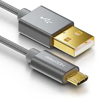 deleyCON Micro USB-Kabel 2m Nylon + Metallkontakt