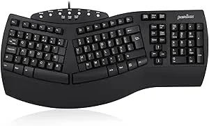 Perixx PERIBOARD-512 Trådbundet ergonomiskt naturligt delat tangentbord med 7 multimediatangenter, svart, UK layout