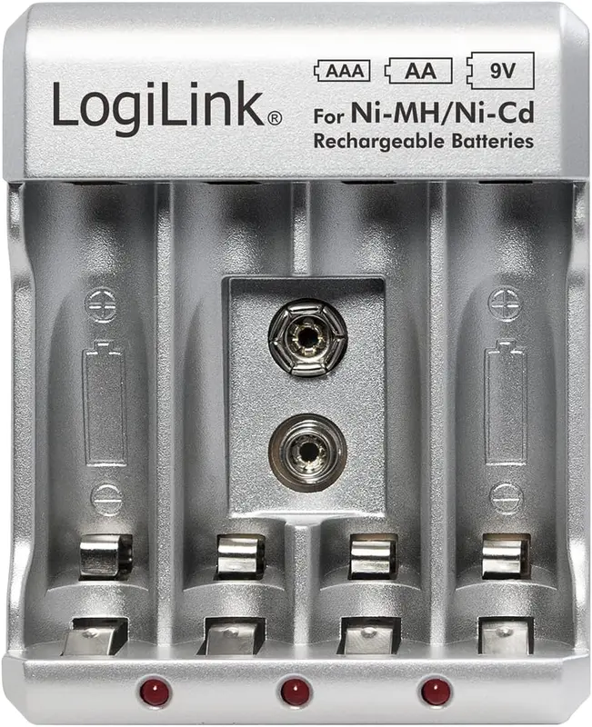 LogiLink PA0168 batteriladdare för AA/AAA/9V Ni-MH/Ni-Cd batterier