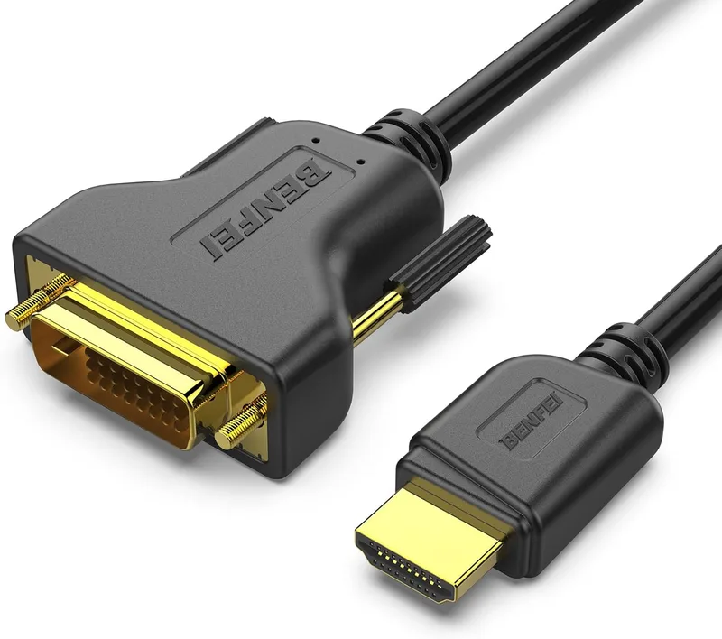 Benfei HDMI till DVI-kabel 1,8 m tvåvägsinriktad DVI-D 24+1 hane till HDMI hane höghastighetsadapterkabel stöder 1080P Full HD kompatibel med Raspberr