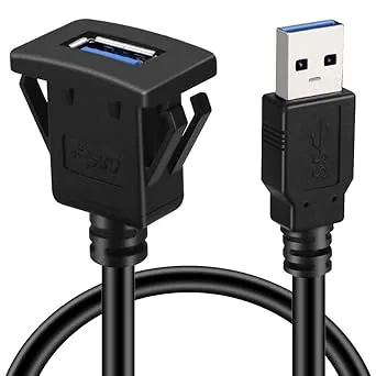 USB infälld monteringskabel, USB 3.0-förlängning, instrumentbrädmontering, panelmontering, för bil, båt, motorcykel