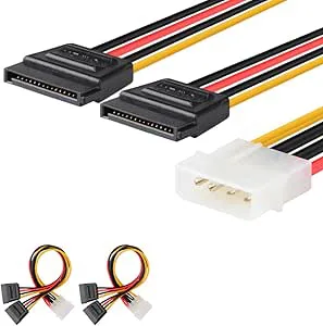 J&D (2-Pack) 4-stifts Molex (LP4) till Dubbel