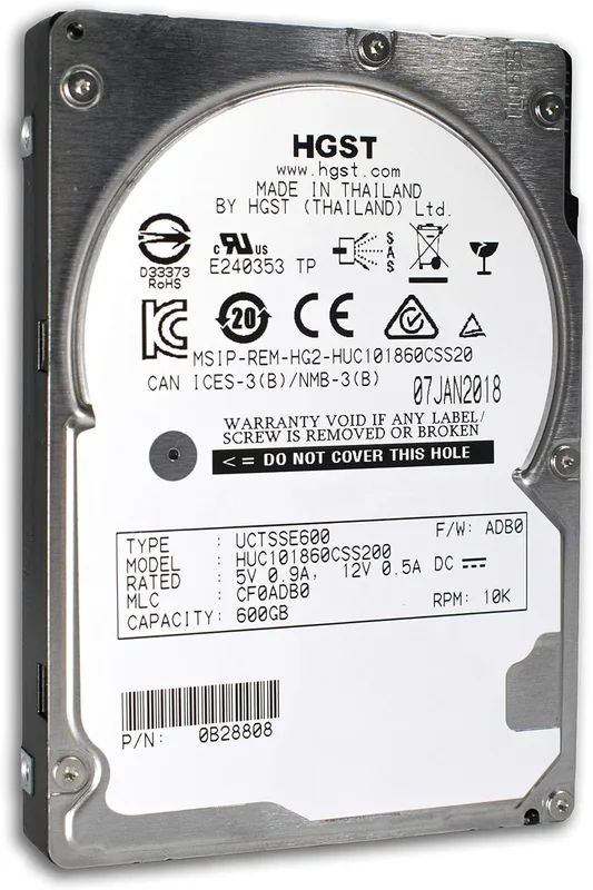 HGST Ultrastar C10K1800 HUC101860CSS200 0B28808 600 GB 10K RPM SAS